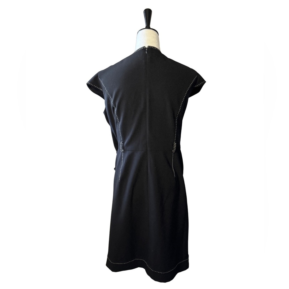 Evan Picone Black Sheath Dress V-Neck Cap Sleeve Size 16 - Picture 3 of 5